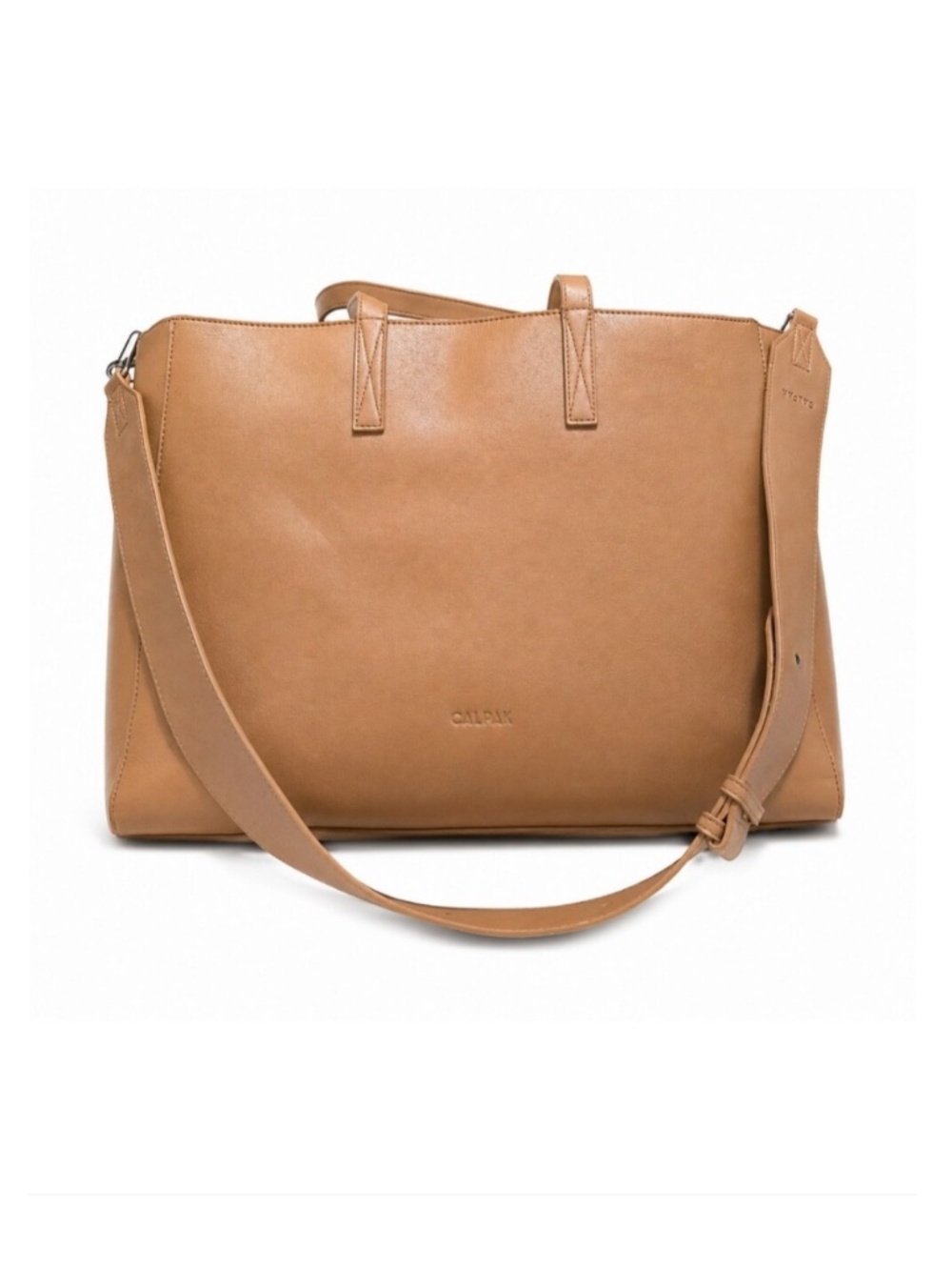 CALPAK Haven Laptop Tote Bag Toffee Vegan Leather Crossbody Work Travel 16"